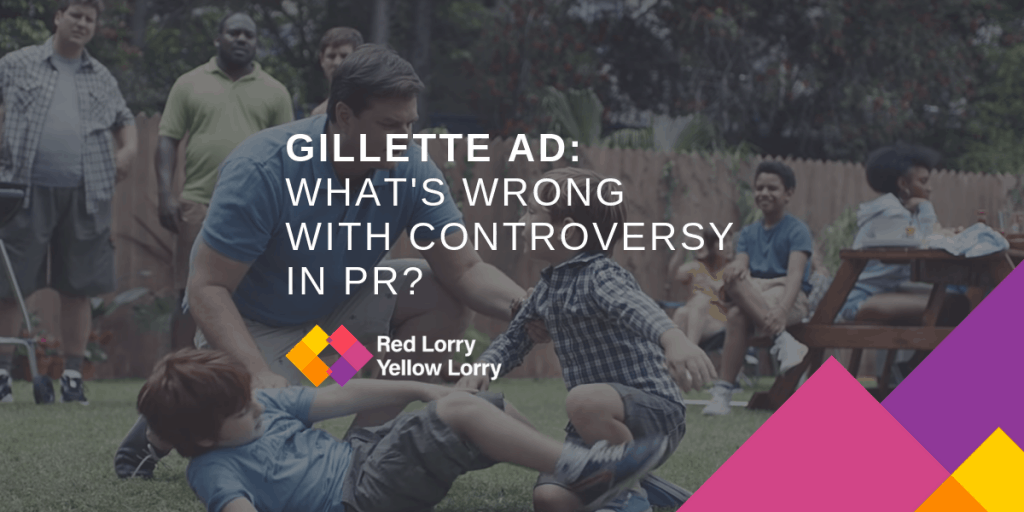 Text with: What's wrong with controversy in PR? with a man in the background