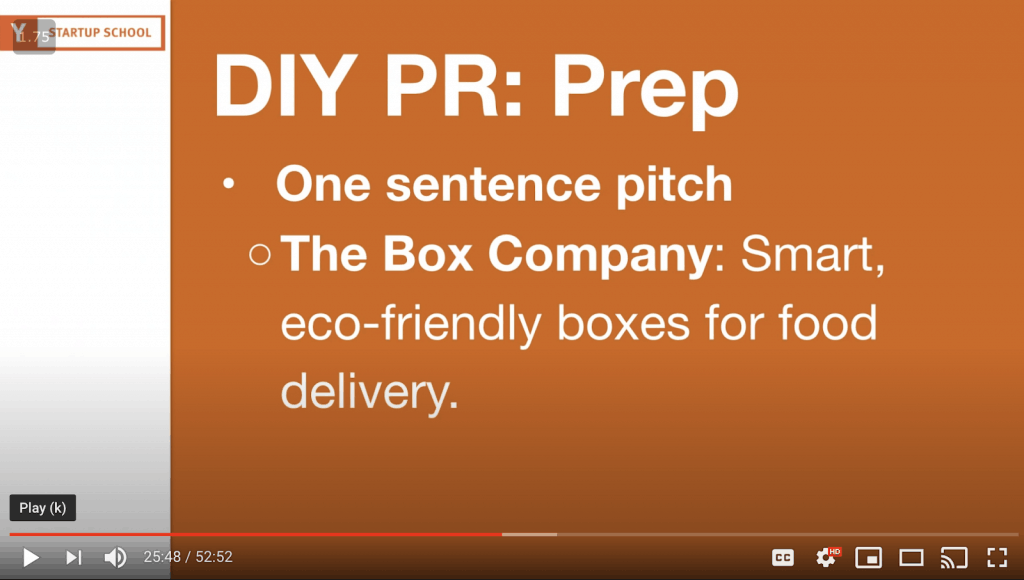 YouTube still about The Box Company's one-sentence PR pitch