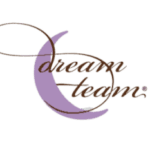 a purple crescent moon with brown text