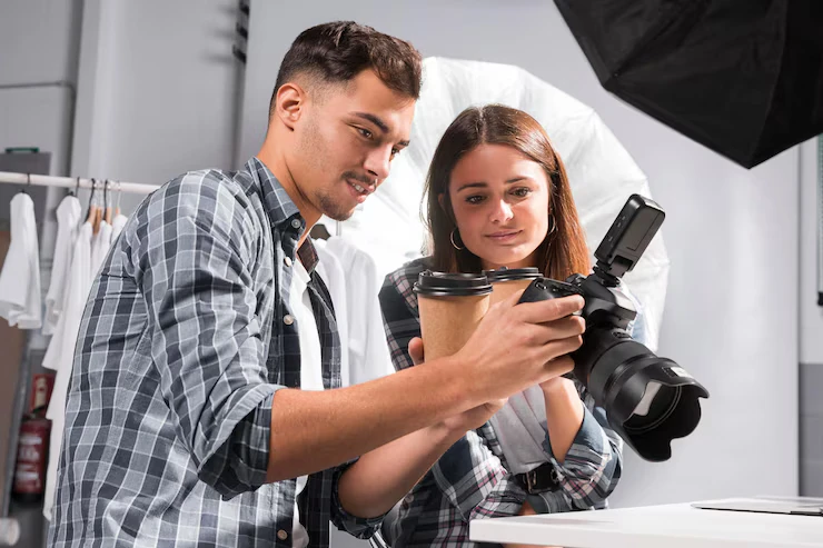 photographers reviewing their work